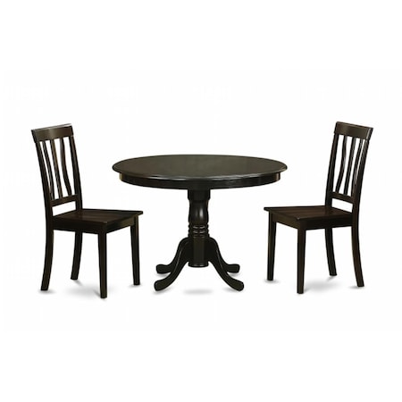 East West Furniture 3 Piece Small Kitchen Table Set-Small Kitchen Table Set and 2 Dinette Chairs HLAN3-CAP-W